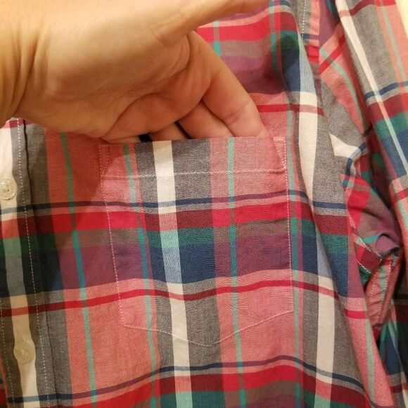 J. Crew Summer Plaid Button Down Slim Large - Picture 8 of 9